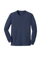 Port & Company® Youth Long Sleeve Core Cotton Tee - Navy